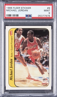 1986/87 Fleer Sticker #8 Michael Jordan Rookie Card – PSA MINT 9